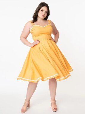 Collectif Red Nova Orange Swing Dress